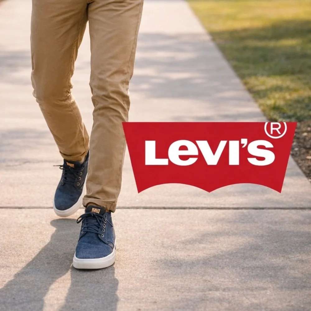 Levi’s Denim Sneakers Lace Up Chukka Style Navy Canvas Comfort Shoes Size 9.5